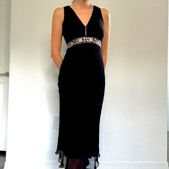 2000s black silk midi dress by ECI New York - Picture 6 of 8